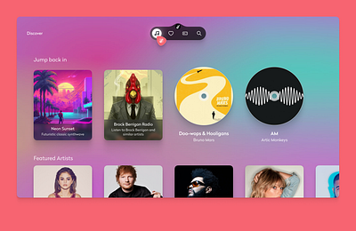 Discover Music app design discover music tv ui ux