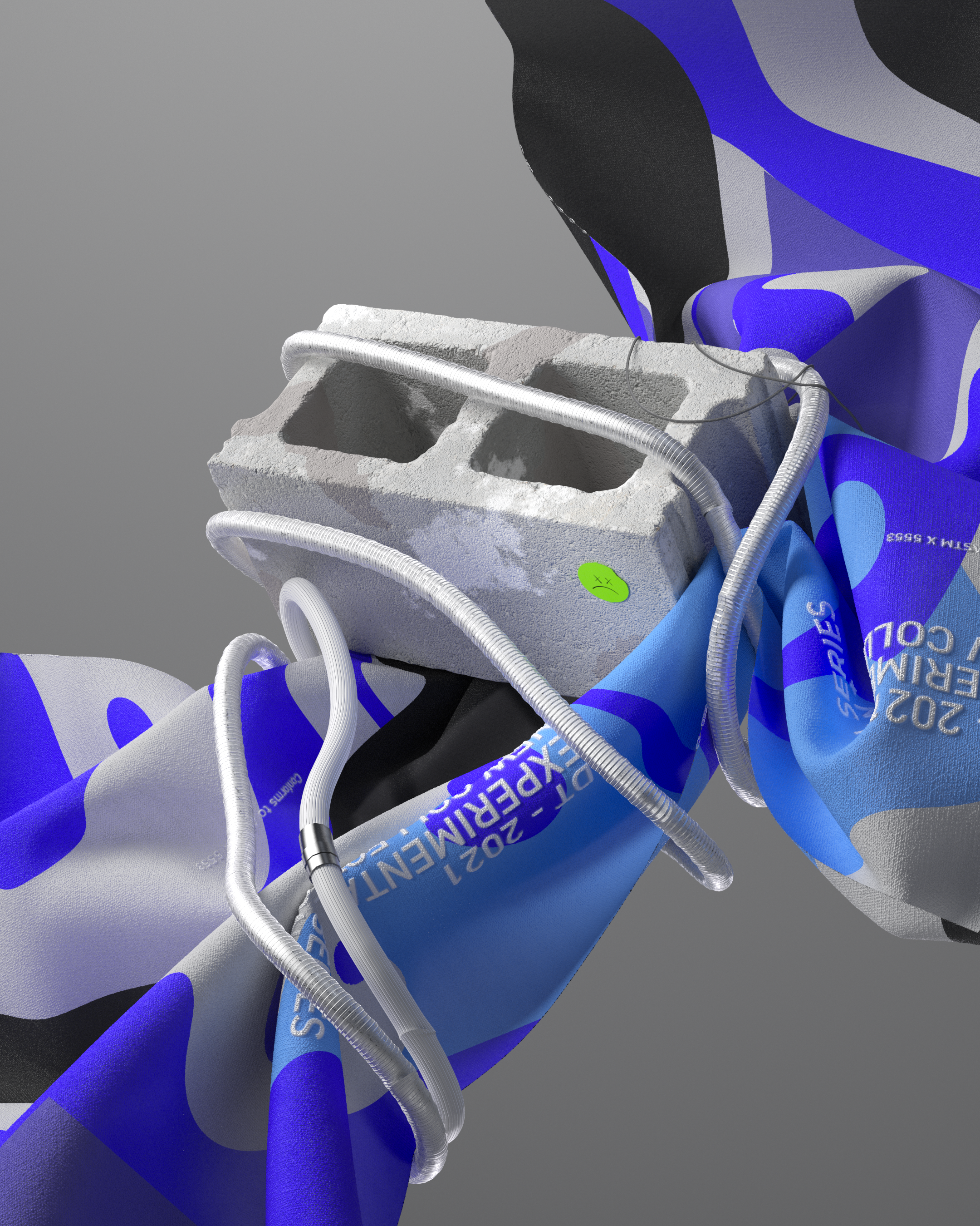 NF - 001 Recycled Structures 3d abstract art branding cloth concrete design gallery redshift render