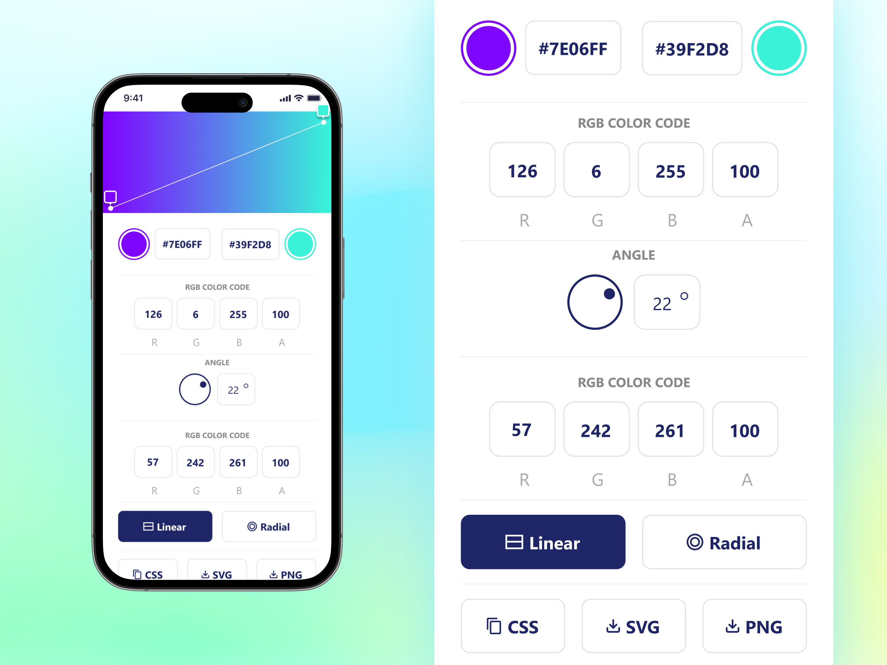 Gradient generator platform concept app app design branding clean design code color color concept color mixing color picker color scheme concept design download gradients minimal minimalist mobile mobile app pattern web design