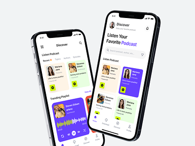 Corecast - Podcast App audio cards cast corecst discover fun home kit mobile music onboarding player playlist podcast radio record spotify trending ui
