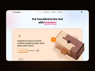 brainblox landing page design e commerce exploration games handcrafted landing page popular puzzles trending ui ux wood