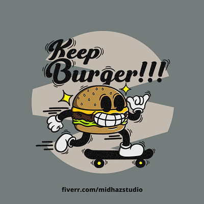 Burger Vintage Character cartoon cartoon vintage design graphic design illustration logo retro vector