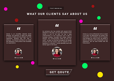 Testimonial Design design figma ui ui design ux website website design