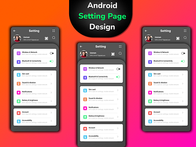 Android Setting page design design ui ui design ux website website design