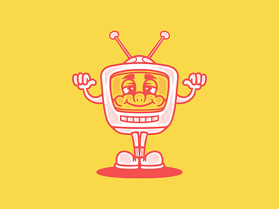 Television Retro Character cartoon character design illustrations logo media retro television vector
