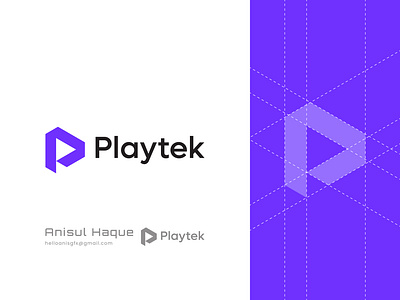 'Playtek' P letter Brand logo Mark brand brand identity branding logo modern logo p letter logo p logo play logo playtech playtek