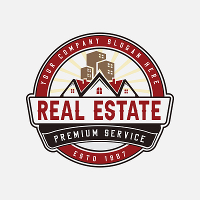 Real Estate logo abstract symbol house roof retro vintage