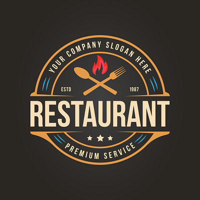 Restaurant Logo branding chef hipster retro vintage