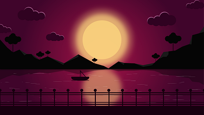 Sea Side Sunset adobe illustrator artwork children illustration design designer digital art graphic design illustration seaside illustration sunset