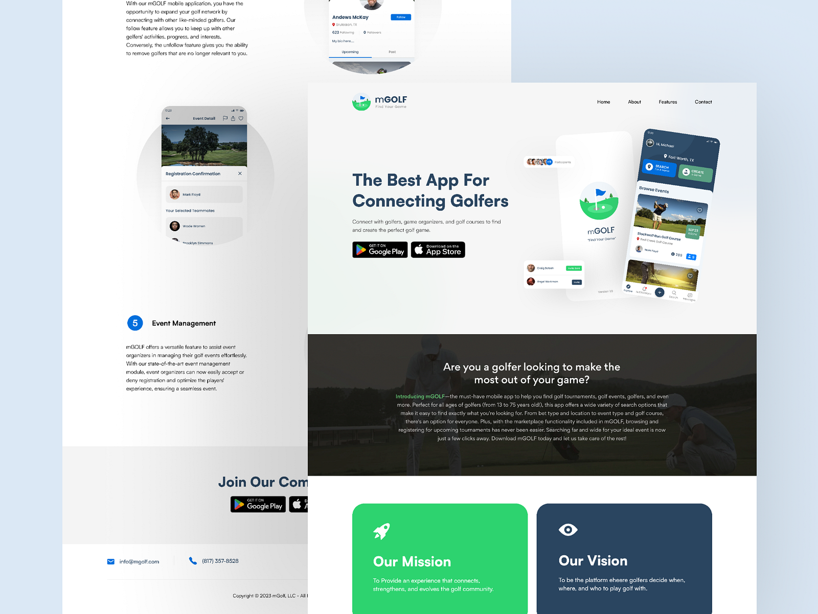 mGolf Mobile App Landing Page by Deepak Shrestha on Dribbble