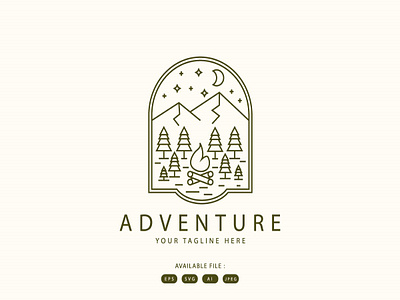Monoline Adventure Logo adventure aesthetic app branding business logo monoline tree vintage