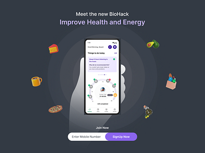 New Biohack to take care your health animation design dribbble icon typography