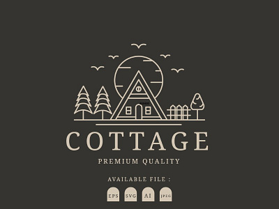 Cottage Logo adventure aesthetic branding business cottage design holiday illustration logo monoline resort