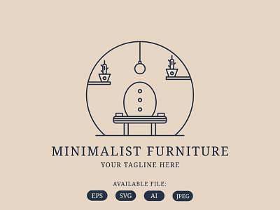 Vintage Furniture Logo aesthetic branding business design furniture illustration logo minimalist monoline vector vintage