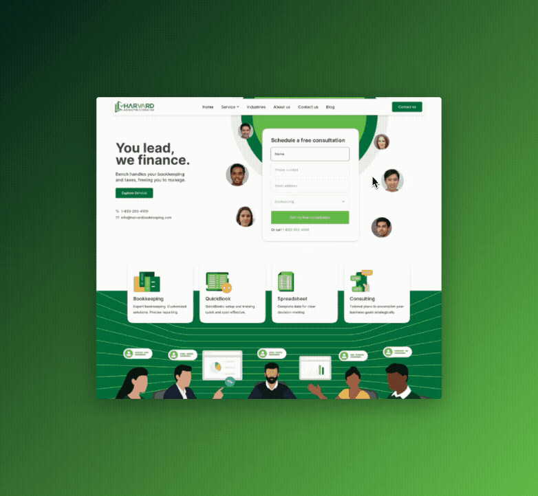 Bookkeeping Accounting Landing Page branding design graphic design illustration logo motion graphics ui ui ux ux vector