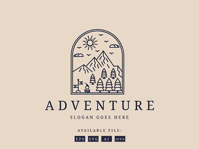 Mountain Adventure Logo adventure aesthetic branding business design graphic design illustration logo monoline mountain vector