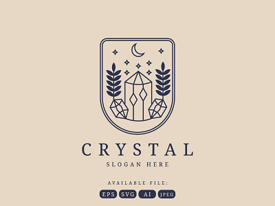 Aesthetic Crystal Logo aesthetic branding business cosmetic crystal design graphic design illustration jewelry logo monoline vector