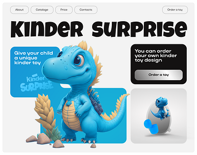 Kinder SURPRISE design landing page website dino dinosaur figma homepage kids kinder kinder surprise landing page toy ui web web design webdesign