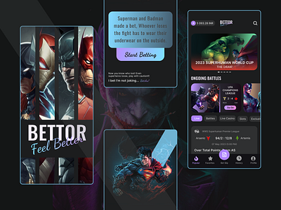 Online Sports Betting Competition Platform: Superheros battleship betting design gaming graphic design illustration mobileapp superheros ui ui design ux website