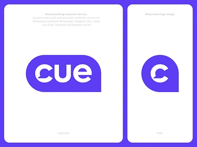 Responsive logo design for Cue pt.2 bot chat branding c chat chat bubble cue customer icon letter logo mark monogram negative space simple social talk web3