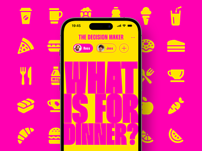 What is for dinner? app app design branding delivery design dice food game ios mobile online pink shake ui ux yellow