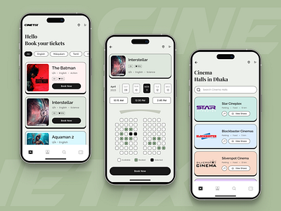 Cinetix movie ticket booking mobile app UI design app design design figma mobile movie ui ux
