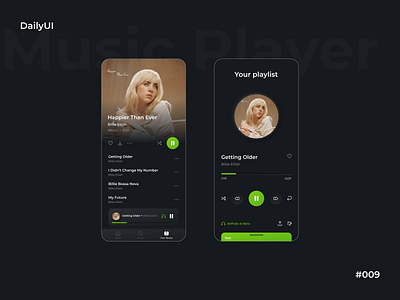 DailyUI #009 - Music Player ⚡️ app branding dailyui dailyuichallenge dark design illustration music player ui