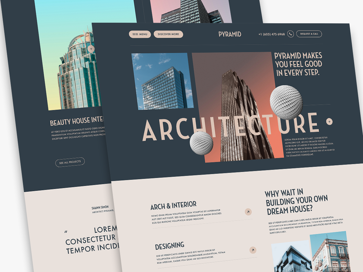Pyramid - Architecture Consultant architecture branding builder website consultant design interior design website modern design nice home real estate typography ui web design website