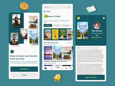 Books Reading App (UI - UX) Design adobe xd app design application figma landing page ui ux