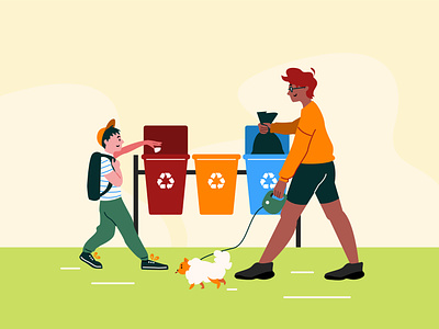 recycle the trash kids! and adults app illustration environment friendly illustration recycle sustainablity vector vector illustration