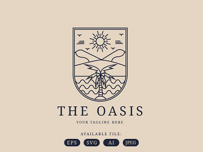 Oasis Logo aesthetic branding business design graphic design illustration logo monoline oasis summer vector