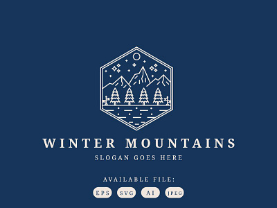 Winter Mountain Logo aesthetic branding business design graphic design illustration logo monoline mountain tree vector winter