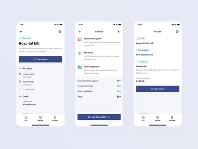 Healthcare Expense Management - Mobile app mobile interactions tonik