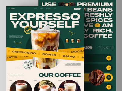 Kaff - Coffee Shop Landing Page Website cafe coffee coffee bean coffee cup coffee shop cup design drink food and beverage food and drink food delivery food order home page landing page ui ux web web design website website design