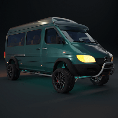 Tuned Mercedes Sprinter 3d 3d art 3d illustration 3d modeling benz blender blender3d bus car cycles digital 3d hard surface illustration mercedes photoshop realism render