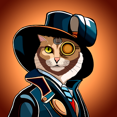 NFT cat in steampunk style art blockchain crypto design illustration nft nft collection