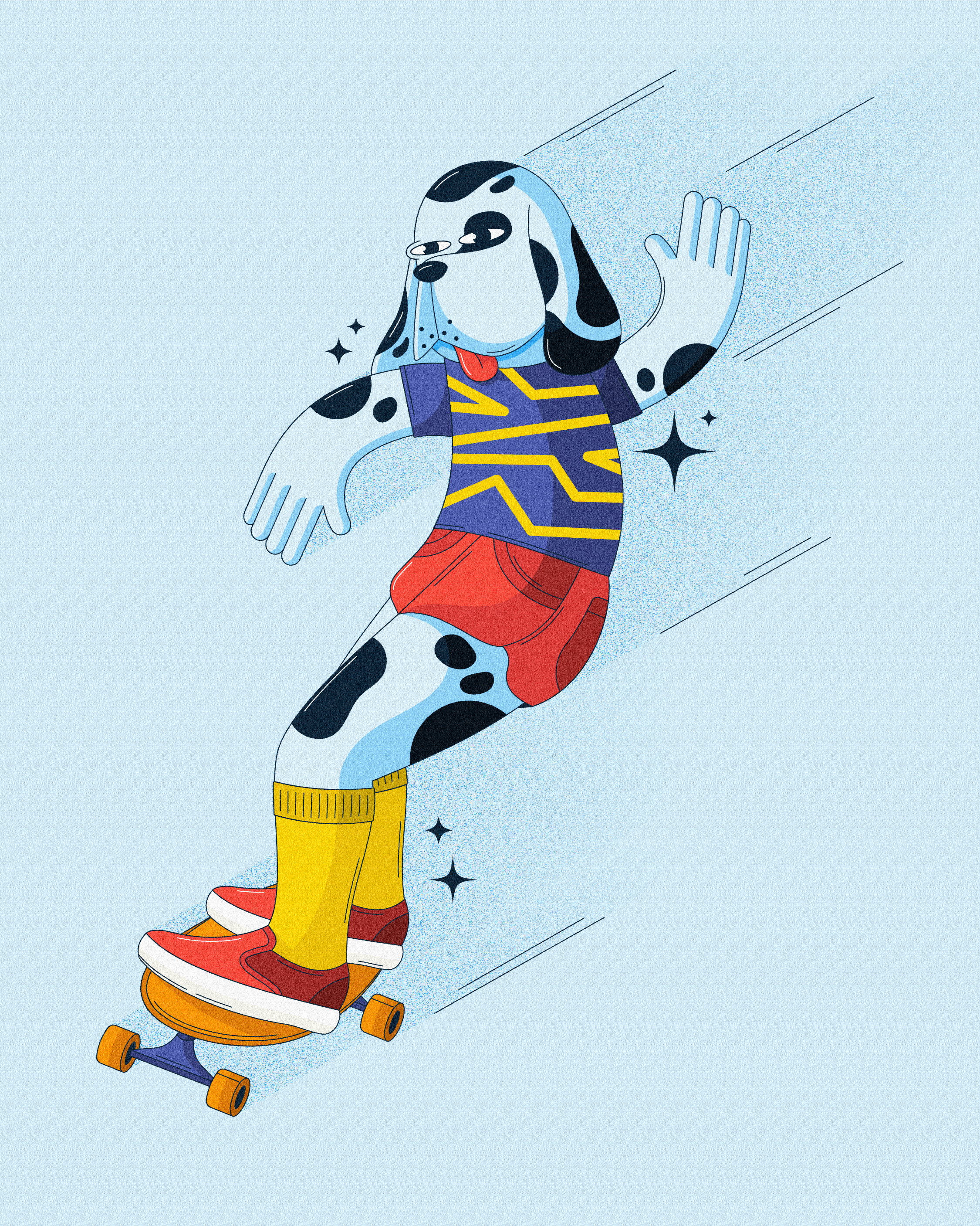 Skateboard Dog basset blue branding character cute design design dog dribbble graphic hound dog illustration movement skateboard vector