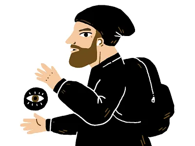 Man with an eye art cartoon drawing illustration