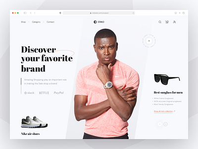 ERICO - Shopping Landing Page 2021 2022 2023 apparel clean clothes clothing e commerce ecommerce fashion home page interface landing page minimal modern online shopping store style ui wear web design website