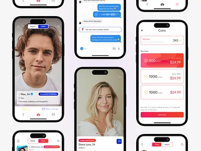 Dating App Design app app design chat concept dating dating app design designinspiration home inspiration iu mobile mobile app social swipe tinder ui ux