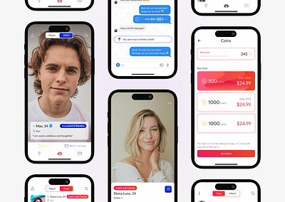Dating App Design app app design chat concept dating dating app design designinspiration home inspiration iu mobile mobile app social swipe tinder ui ux