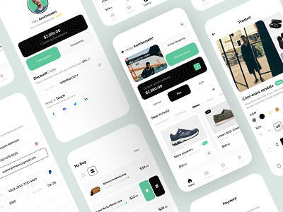 Shopping App design fashion app minimal modern payment page product page profile page shopping app ui ux