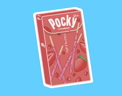 Strawberry Pocky #1 branding digital flat illustration procreate