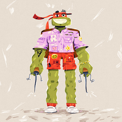 Raph 90s art cartoon character comic design funny illustration ninja redesign teenager tmnt turtle