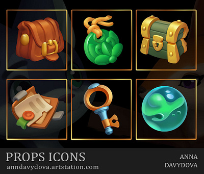 Game Icon Pack amulet bag chest game graphic design illustration key magic props rpg ui