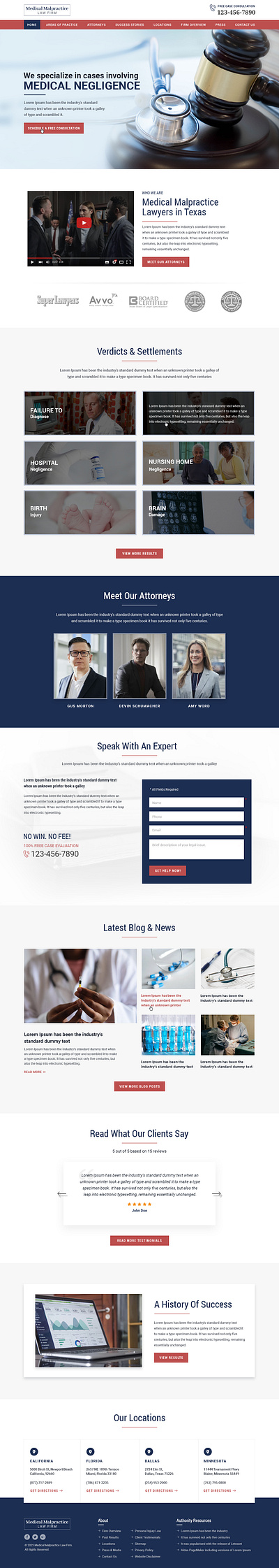 Medical Malpractice Law Firm attorney blue orange design homepage law mockups ui web layout website