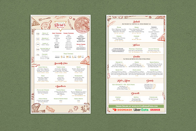 Little Rosa's Pizza Menu branding clean design graphic design layout menu print typography visual identity