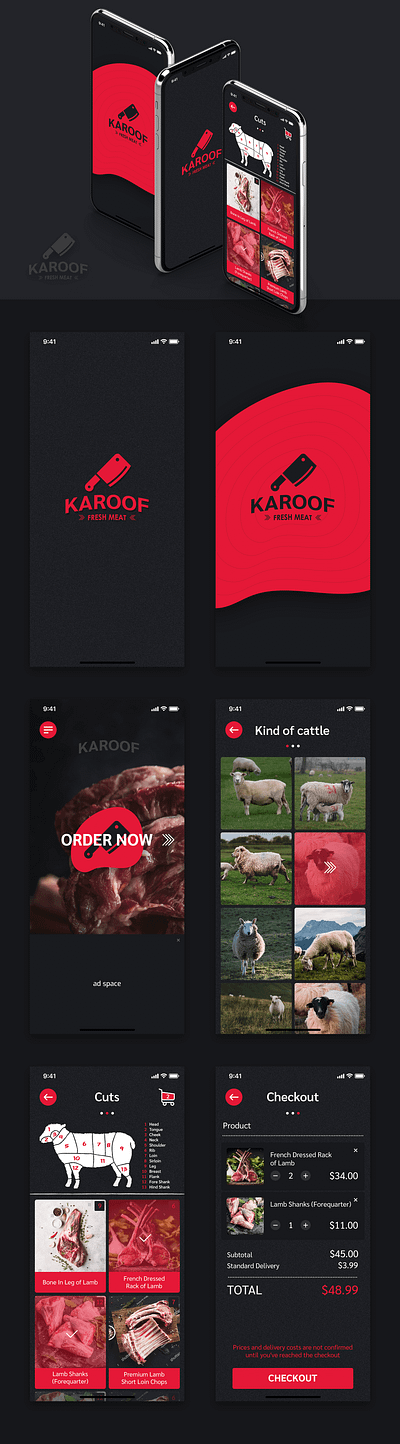 Karoof Fresh Meat App branding design graphic design illustration logo motion graphics ui ui ux ux vector