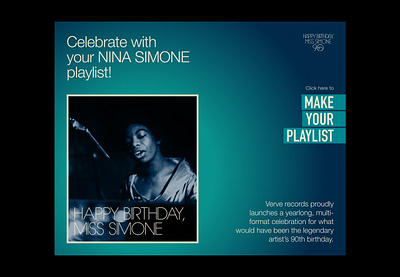 Nina Simone - Anniversary adobexd animation branding clean concept creative dailyui design flat graphic design landing page minimalism music typography ui ux web webdesign website webui