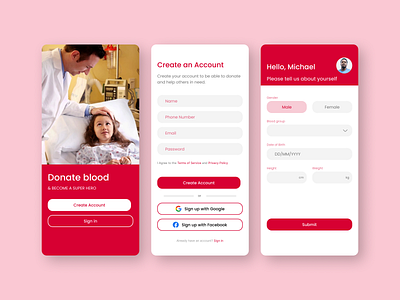 Sign up page (Blood donation) app design dailyui design graphic design ui ui design uiux